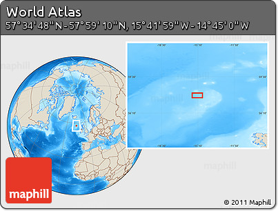 Shaded Relief Location Map of the Area around 57° 46' 59" N, 15° 13' 29" W