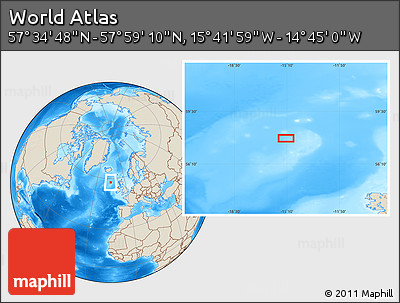 Shaded Relief Location Map of the Area around 57° 46' 59" N, 15° 13' 29" W