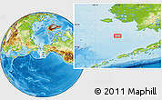 Physical Location Map of the area around 57° 46' 59" N, 164° 49' 29" W