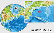 Physical Location Map of the area around 57° 46' 59" N, 166° 40' 30" E