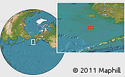 Satellite Location Map of the area around 57° 46' 59" N, 166° 31' 30" W