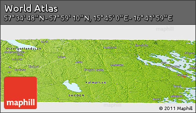 Physical Panoramic Map of the Area around 57° 46' 59" N, 16° 13' 30" E