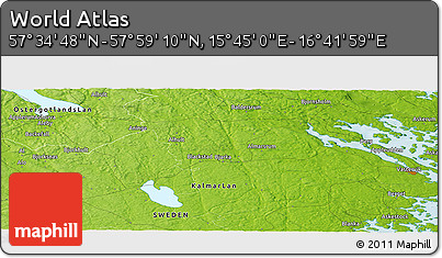 Physical Panoramic Map of the Area around 57° 46' 59" N, 16° 13' 30" E