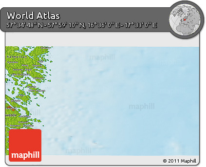 Physical 3D Map of the Area around 57° 46' 59" N, 17° 4' 30" E