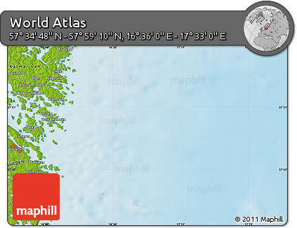 Physical Map of the Area around 57° 46' 59" N, 17° 4' 30" E