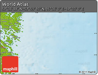 Physical Map of the Area around 57° 46' 59" N, 17° 4' 30" E