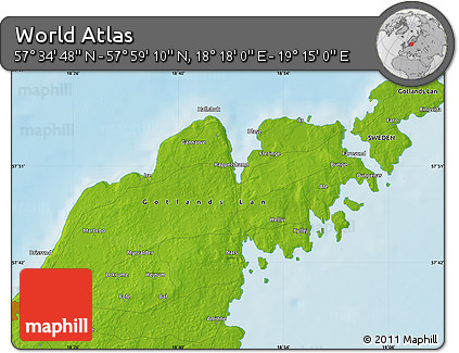 Physical Map of the Area around 57° 46' 59" N, 18° 46' 29" E