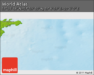 Physical 3D Map of the Area around 57° 46' 59" N, 19° 37' 30" E