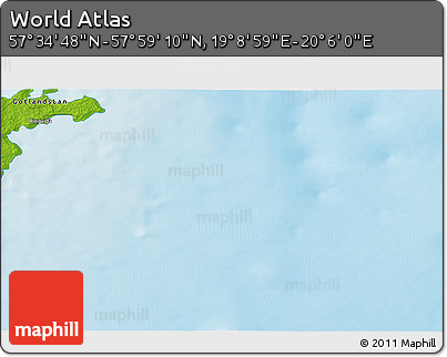 Physical 3D Map of the Area around 57° 46' 59" N, 19° 37' 30" E