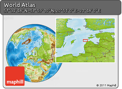 Physical Location Map of the Area around 57° 46' 59" N, 21° 19' 30" E