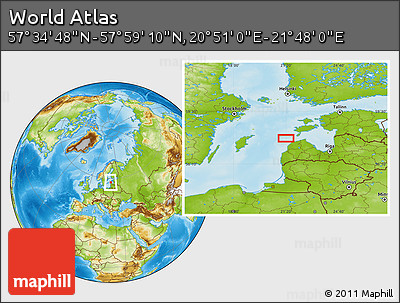 Physical Location Map of the Area around 57° 46' 59" N, 21° 19' 30" E