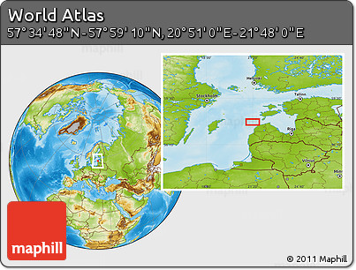 Physical Location Map of the Area around 57° 46' 59" N, 21° 19' 30" E
