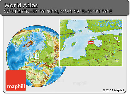 Physical Location Map of the Area around 57° 46' 59" N, 22° 10' 29" E