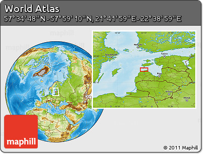 Physical Location Map of the Area around 57° 46' 59" N, 22° 10' 29" E