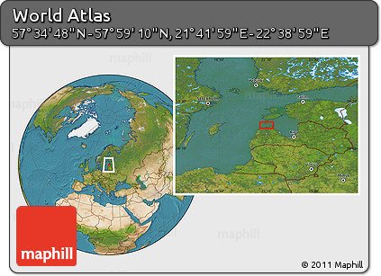 Satellite Location Map of the Area around 57° 46' 59" N, 22° 10' 29" E
