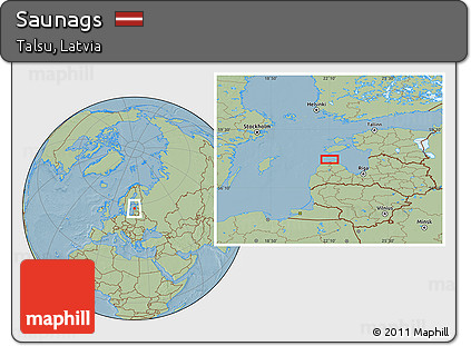 Savanna Style Location Map of Saunags, hill shading