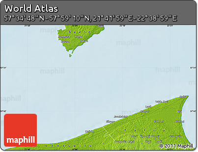 Physical Map of the Area around 57° 46' 59" N, 22° 10' 29" E