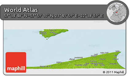 Physical Panoramic Map of the Area around 57° 46' 59" N, 22° 10' 29" E