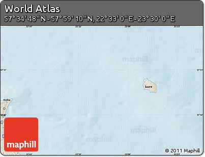 Shaded Relief Map of the Area around 57° 46' 59" N, 23° 1' 29" E