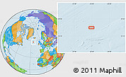 Political Location Map of the area around 57° 46' 59" N, 23° 43' 30" W