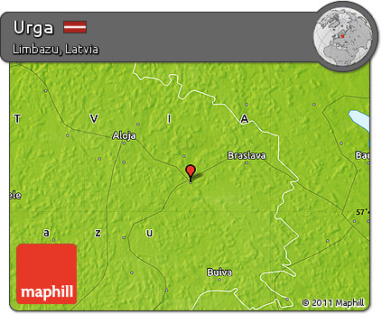 Physical Map of Urga