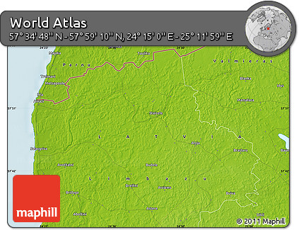 Physical Map of the Area around 57° 46' 59" N, 24° 43' 30" E