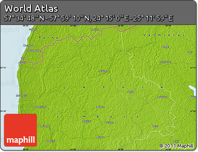 Physical Map of the Area around 57° 46' 59" N, 24° 43' 30" E