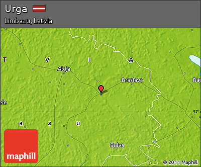 Physical Map of Urga