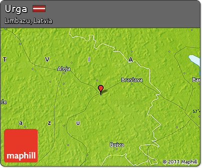 Physical Map of Urga