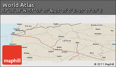 Shaded Relief Panoramic Map of the Area around 57° 46' 59" N, 24° 43' 30" E