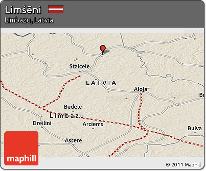 Shaded Relief Panoramic Map of Limšēni