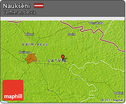 Physical 3D Map of Naukšēni