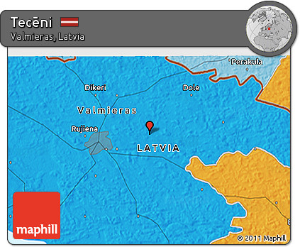 Political 3D Map of Tecēni