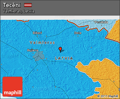 Political 3D Map of Tecēni
