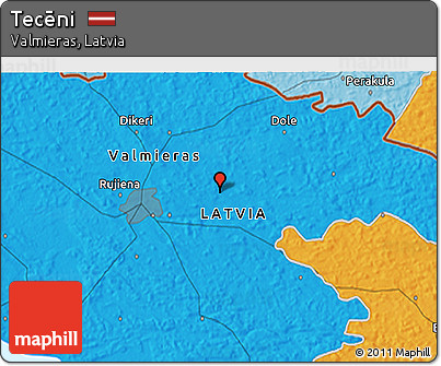 Political 3D Map of Tecēni