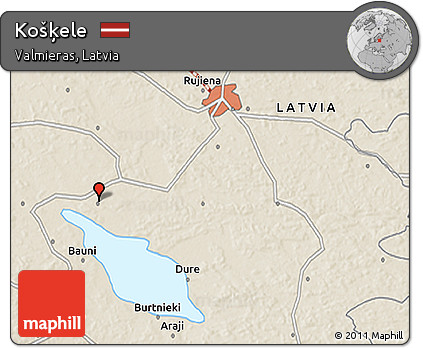 Shaded Relief 3D Map of Košķele