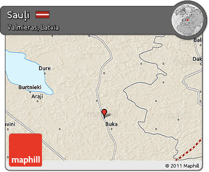 Shaded Relief 3D Map of Sauļi