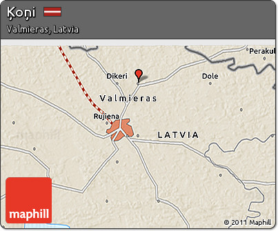 Shaded Relief 3D Map of Ķoņi