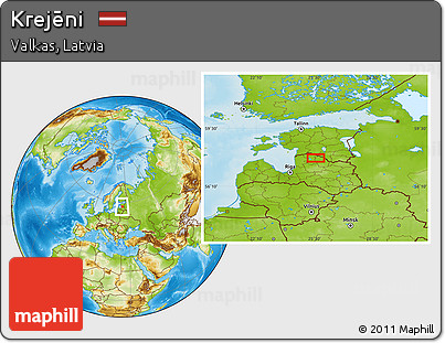 Physical Location Map of Krejēni