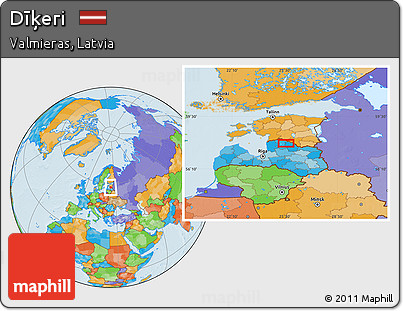 Political Location Map of Dīķeri