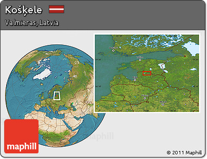 Satellite Location Map of Košķele