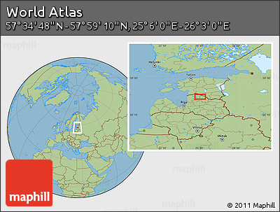 Savanna Style Location Map of the Area around 57° 46' 59" N, 25° 34' 30" E