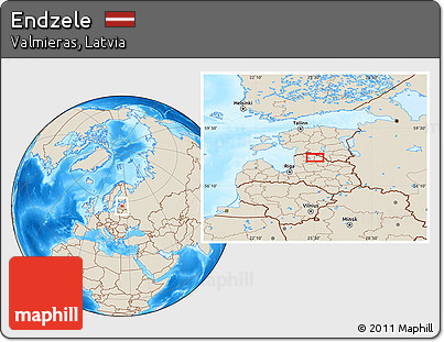 Shaded Relief Location Map of Endzele