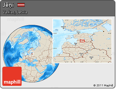 Shaded Relief Location Map of Jēņi