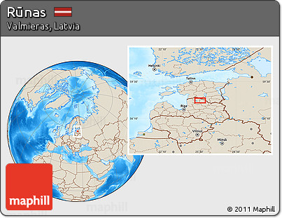 Shaded Relief Location Map of Rūnas