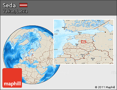Shaded Relief Location Map of Seda