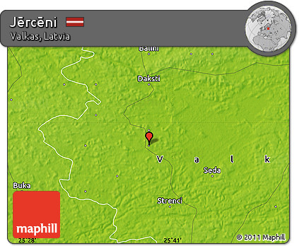 Physical Map of Jērcēni