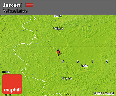 Physical Map of Jērcēni