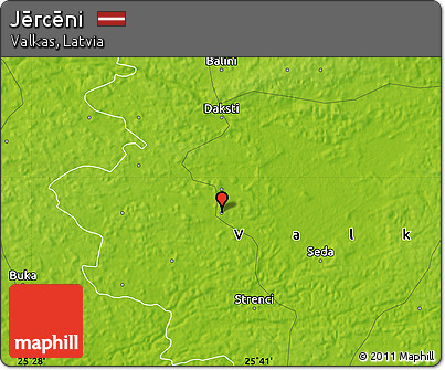 Physical Map of Jērcēni