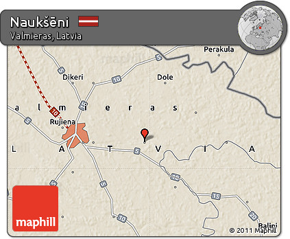 Shaded Relief Map of Naukšēni